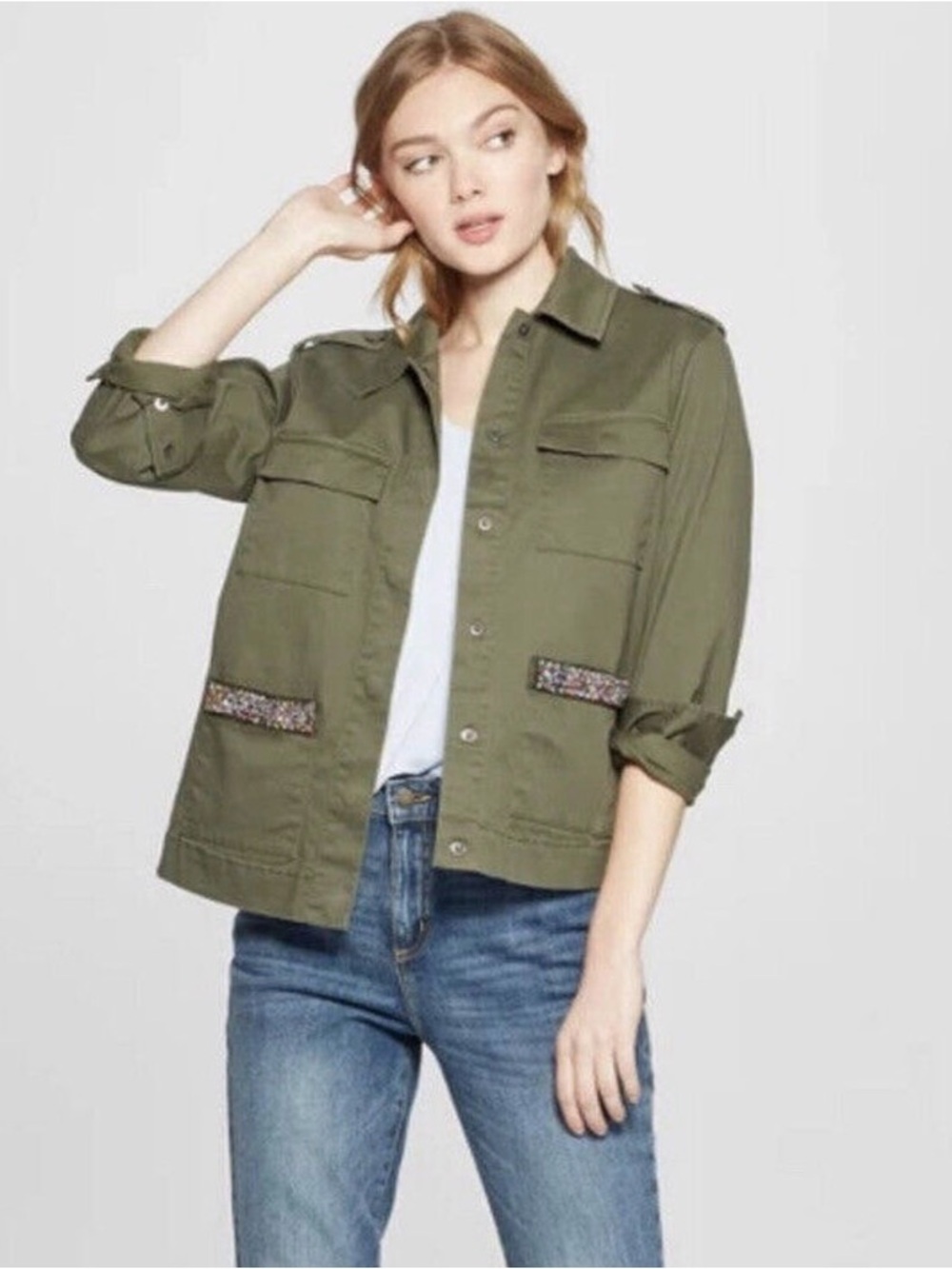 A New Day Green Military Urban Jacket Size XS